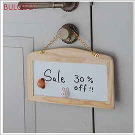 木製黑白雙面鏈條掛式小黑板　文具/留言板/白板/公告欄/塗鴉/繪畫【A408634】