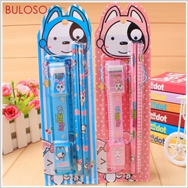 幼兒文具5件套裝　開學/鉛筆/橡皮擦/尺/削鉛筆/文具（不挑色/款）【A411326】