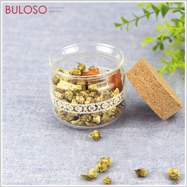 《不囉唆》藍果_蕾絲軟木塞玻璃圓瓶 茶瓶/玻璃密封罐/糖果花茶堅果/茶葉(不挑款/色)【A425081】