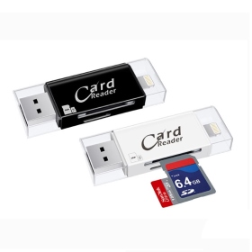 OTG USB+iOS+Micro SD/TF讀卡器(白)