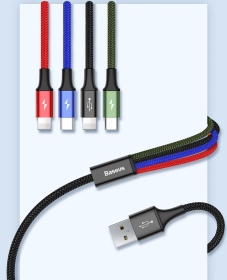 倍思_極速四合一雙iOS 3.5A快充編織線1.2米